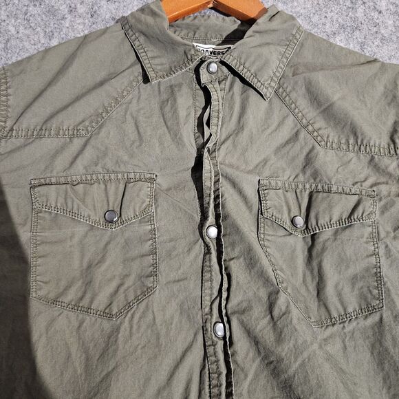 Converse One Star Shirt Mens Medium Short Sleeve Western Snap Casual - Picture 2 of 8